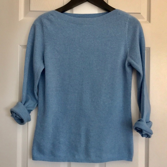 Charter Club Sweaters - Charter Club - Sky Blue Cashmere Boatneck Sweater
